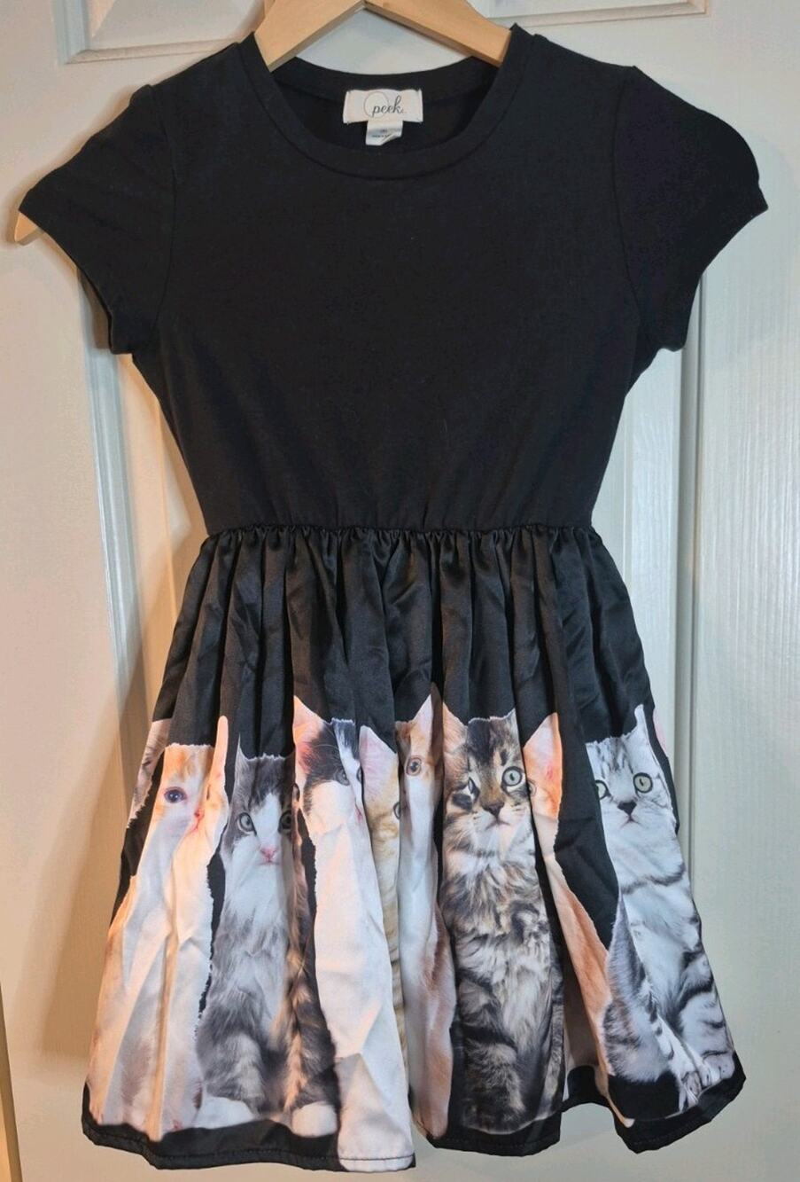 Peek Girls Flare Cat print Dress Size 8 Cotton Blend Novelty Cotton Sleeveless